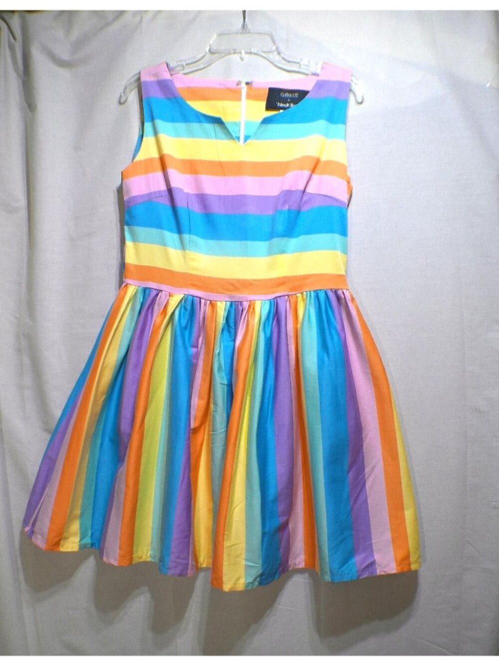 Collectif x ModCloth Candice Dress Pastel Rainbow Fit Flare Large